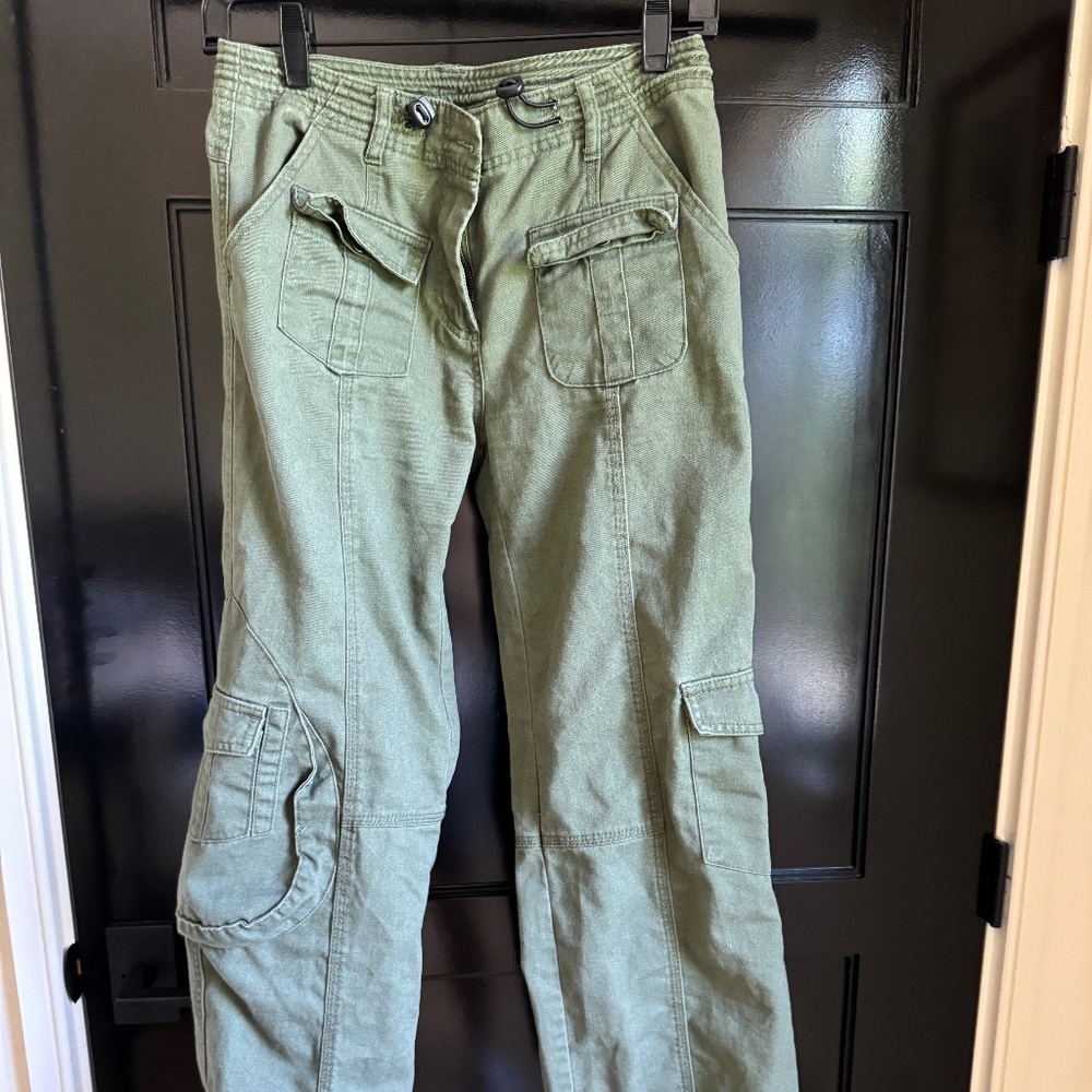 Brandy Melville Cargo Pants Women's Green and Khaki Trousers